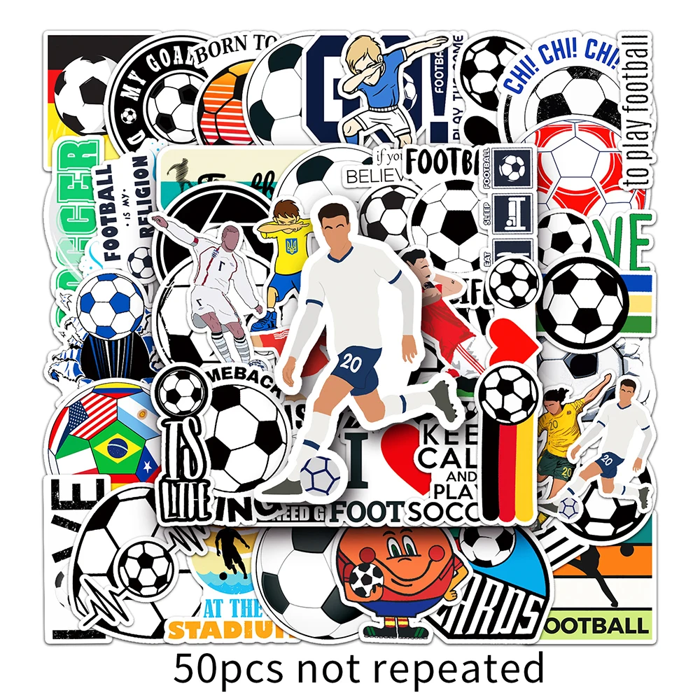 Autocollants de sport de football pour bricolage, scrapbooking cool, téléphone, ordinateur portable, voyage, bagages, voiture, casque, vélo, jouets, 10 pièces, 30 pièces, 50 pièces