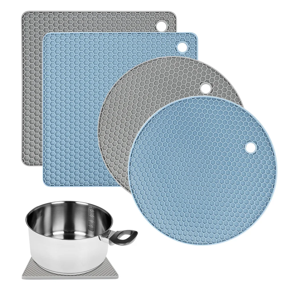 Dry Wash Easy 7.2inchs Heat Gray Holders And Black 440 Tool Dry Multi-Purpose Non-slip Degrees Trivet Silicone Pot