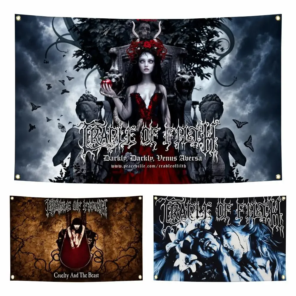 Band C-Cradle Of Filth Flags Personalized Flag Room Dorm Camping Picnic Garage Bar Indoor Outdoor Wall Decor