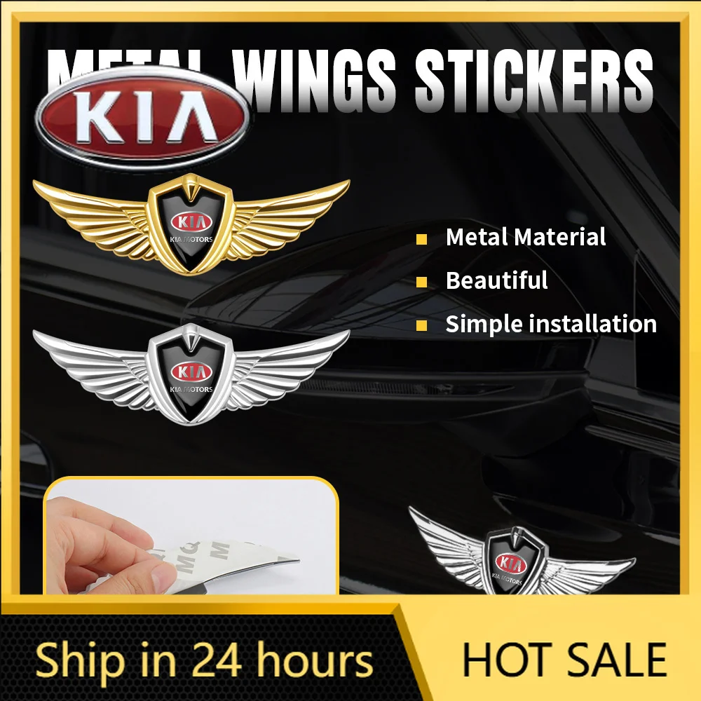 

2026 Hot Car Sticker Metal Car 3D Eagle Angel Wings Logo Trunk Fender Sticker For KIA Sportage Ceed Sorento Cerato Optima Picant