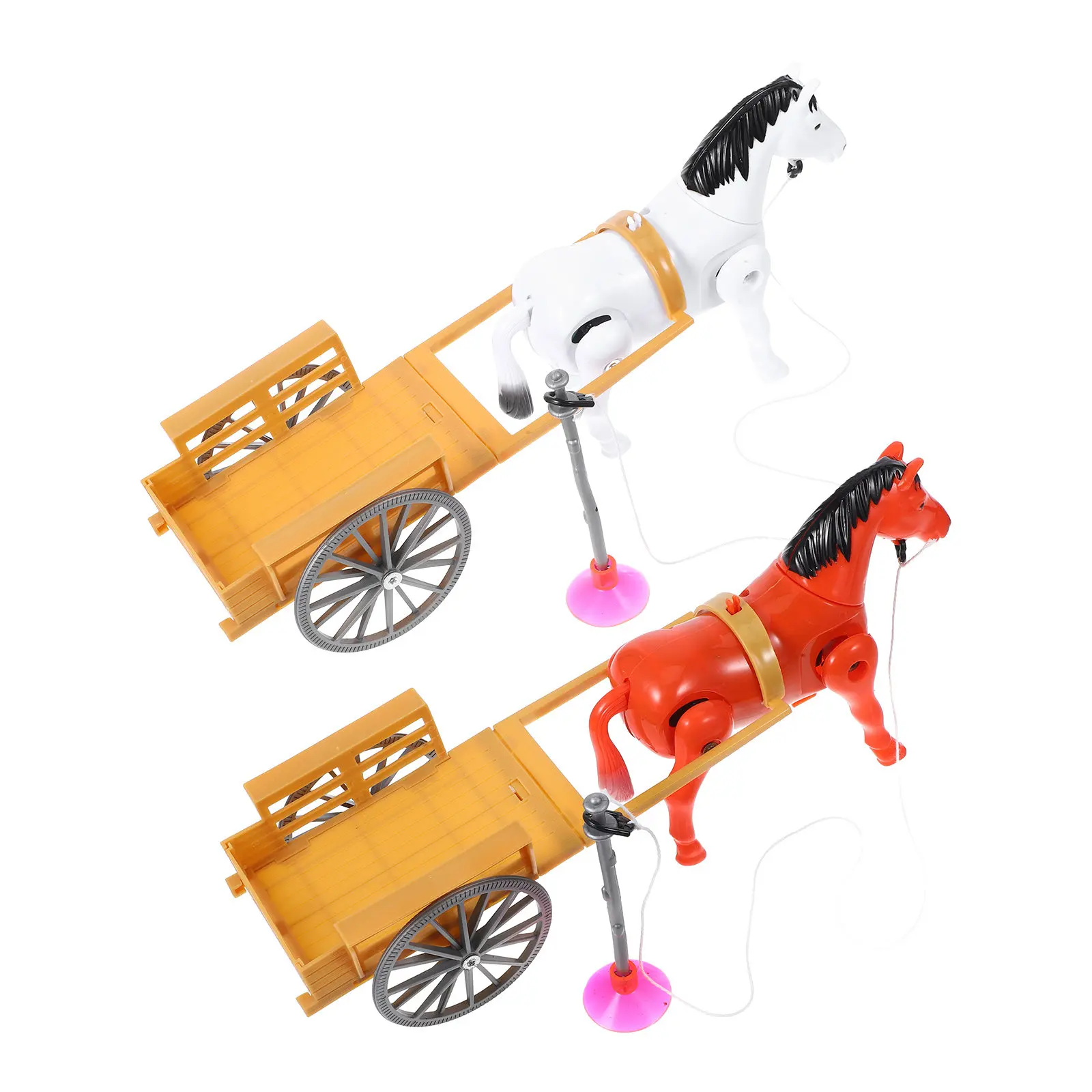 

2Pcs Rotating Horse Electric Carriage Shape Kids Educational Plaything Funny Rotating Horse Plastic Early Gift