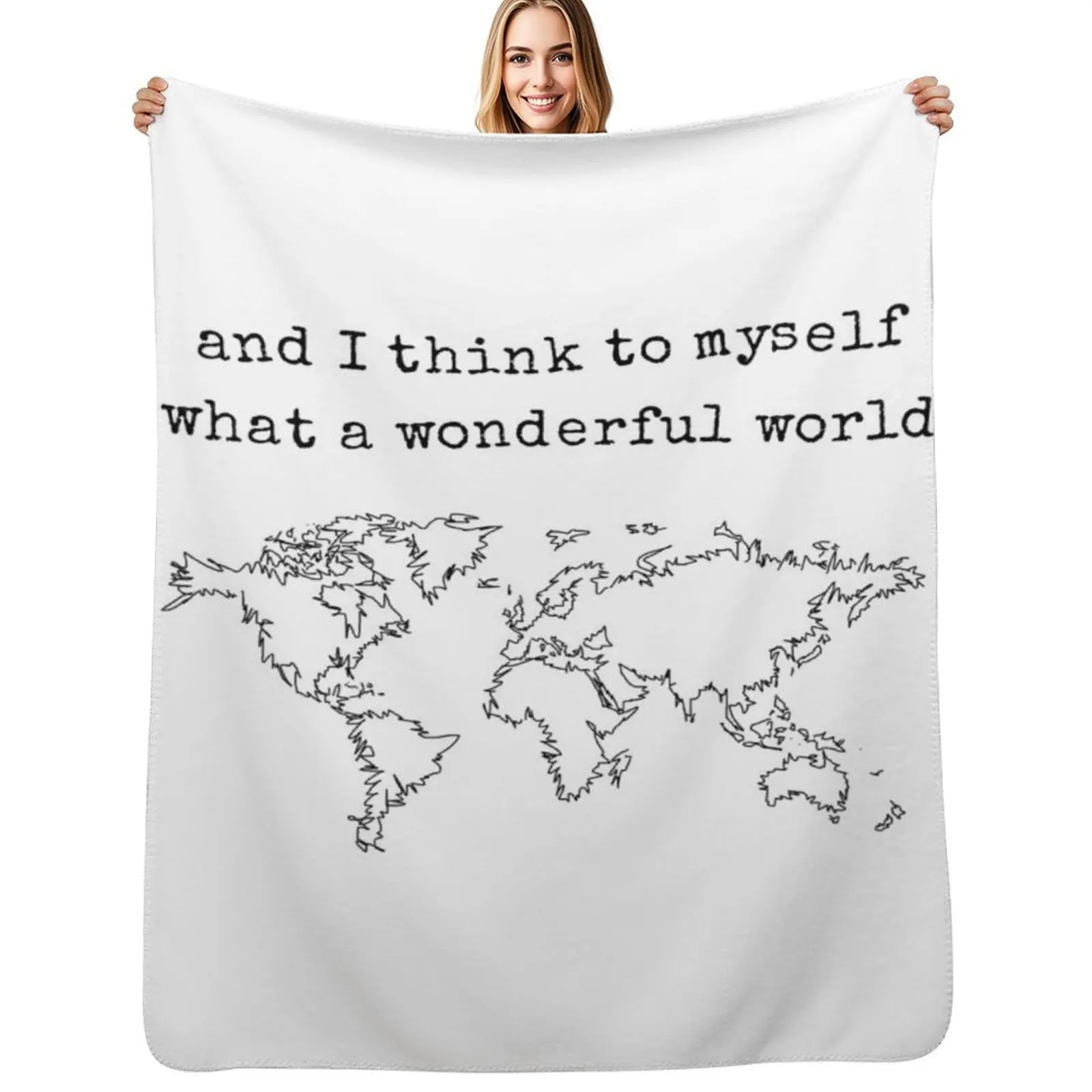 Wonderful World Throw Blanket Warm Plush Fuzzy Blanket for Living Room