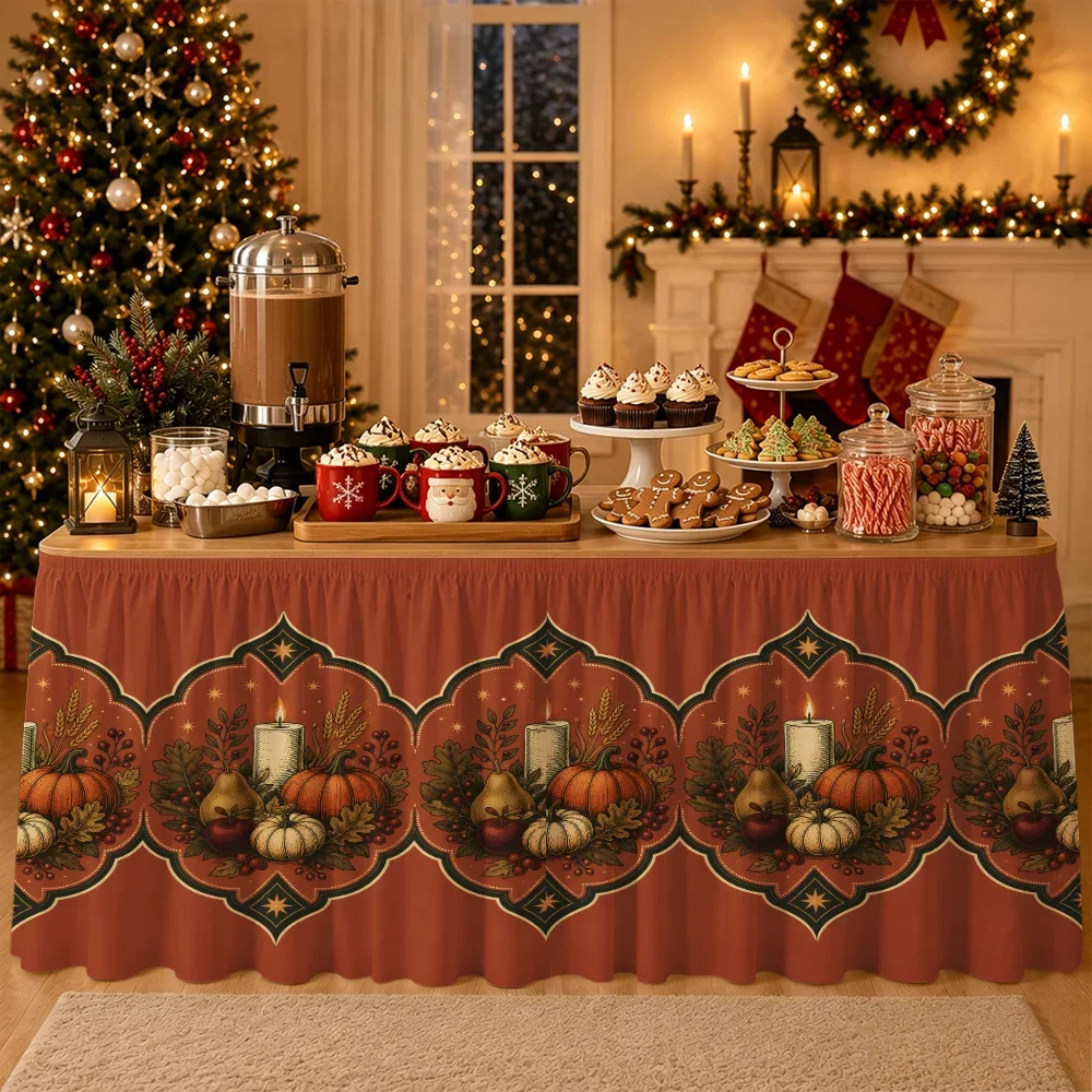 Border-to-border relief wax candle Thanksgiving harvest tablecloth, Thanksgiving harvest home decoration