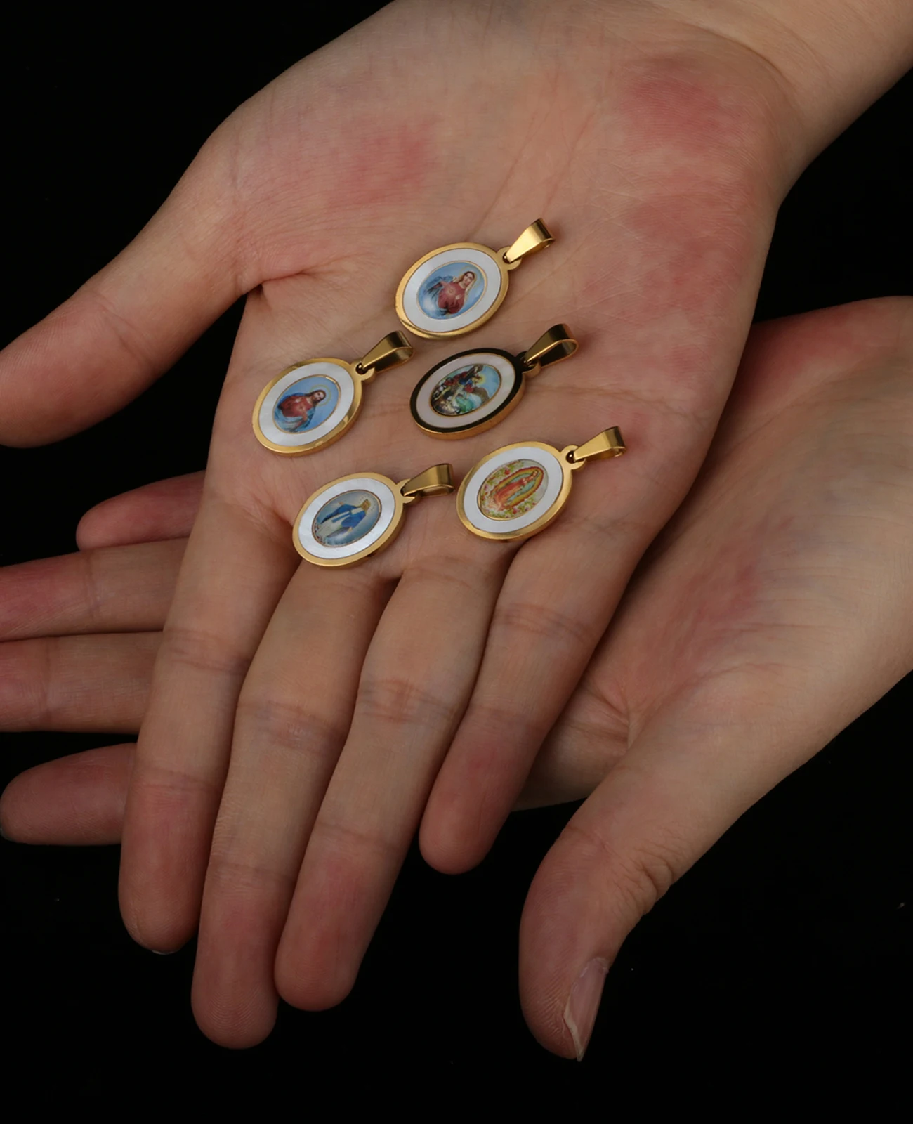 6 نمط أيقونة المقدسة القلب المقدس سانت مايكل سيدةنا قلادة 2 ألوان قذيفة من الفولاذ المقاوم للصدأ البيضاوي السحر عقد دي اي واي مجوهرات هدايا #5