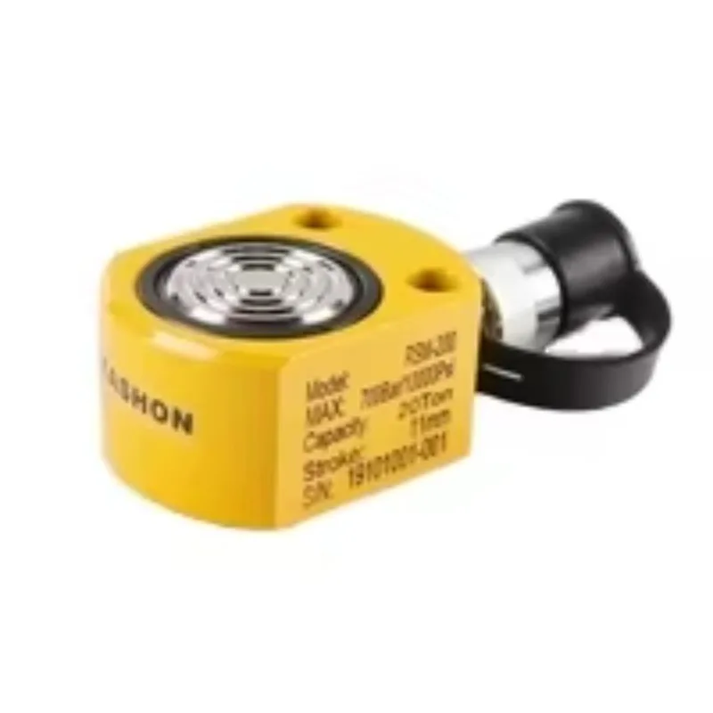 Siłownik hydrauliczny KSRSM-200, płaski, 20 ton, ultra niski, mini, z powrotnym naciągiem sprężynowym.