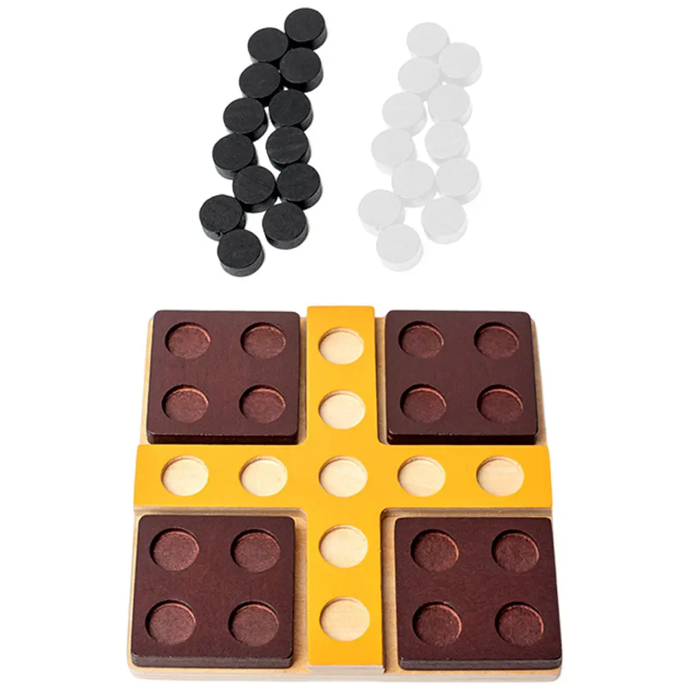 

1 Set Rotatable Four-in-A-Row Chess Game Wooden Board Educational Indoor Outdoor Vintage Strategy Puzzle