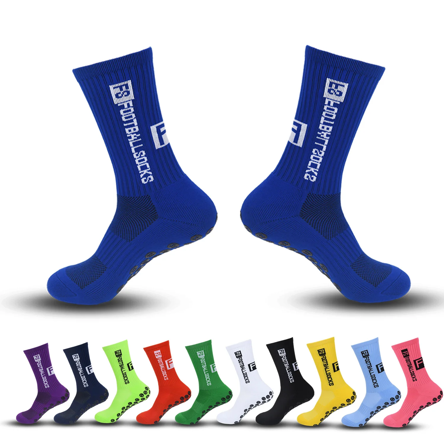 10Pairs/Lot FS Football Socks New Style Round Silicone Suction Cup Grip Anti Slip Soccer Socks Sports Men Baseball Rugby Socks