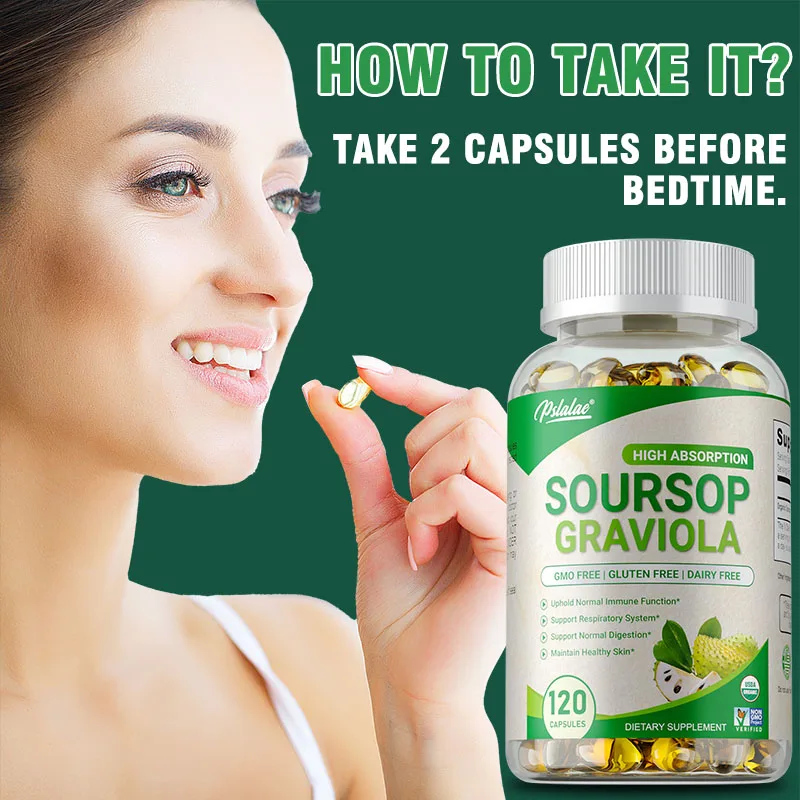 Soursop Graviola Capsules - Support Respiratory System, Immune Function, Promotes Digestion and Cell Health