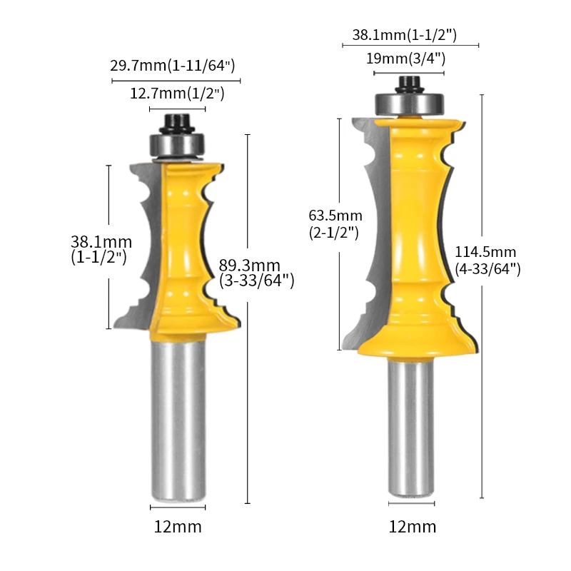 YUSUN 8MM 12MM 12.7MM Gambo Corona Stampaggio Router Bit Porta miteggiata Cassetto Lavorazione del legno Fresa per legno Corrimano Linea