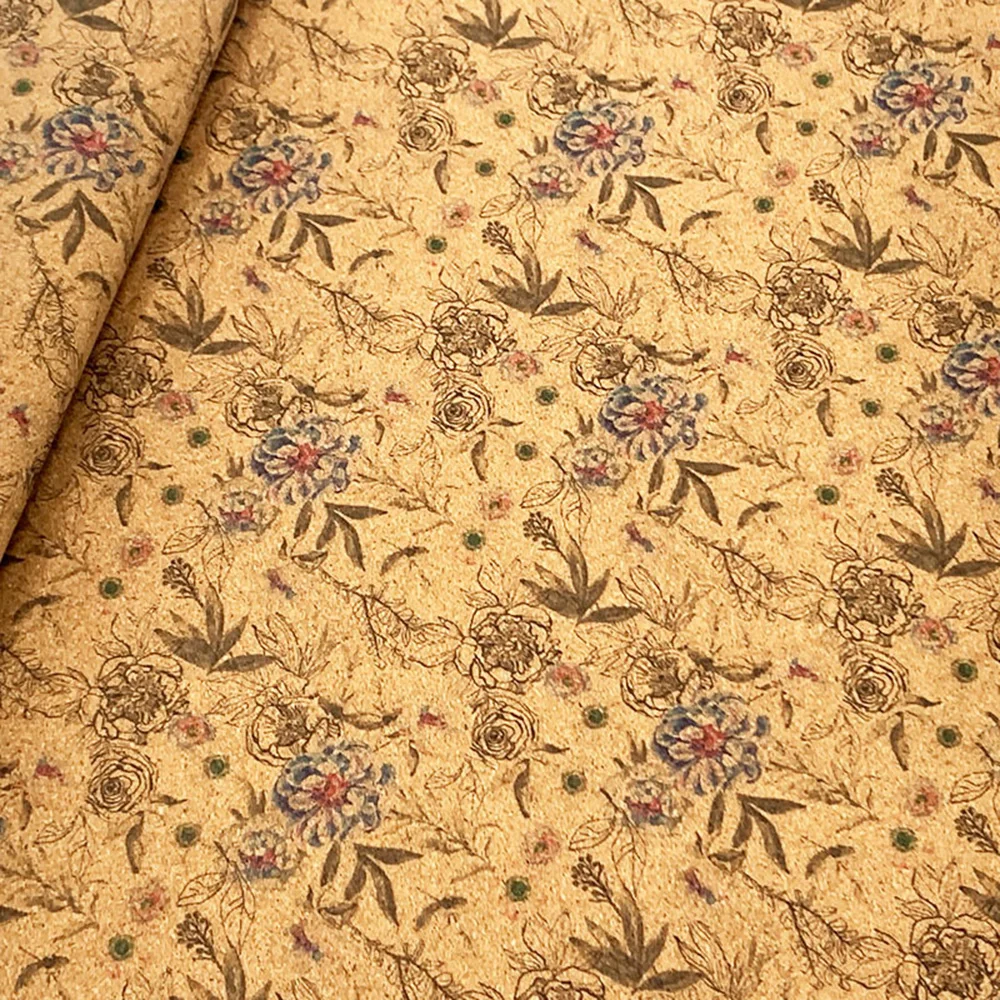 Chzimade A4 Floral Cork Fabric for Synthetic Cork Leather Fabric DIY Clothing Handbag Flower Sewing Decorative Accessories