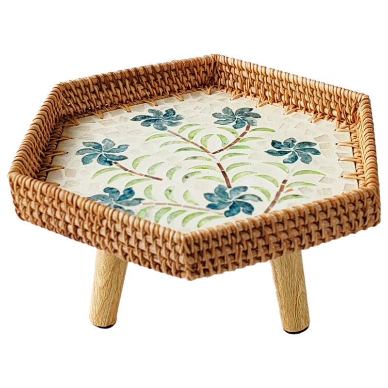 

Hexagon Floor Table with Storage Tray Japanese Tatami Style Ottoman Tea Table Living Room Low Table for Window Seat/ Bedroom