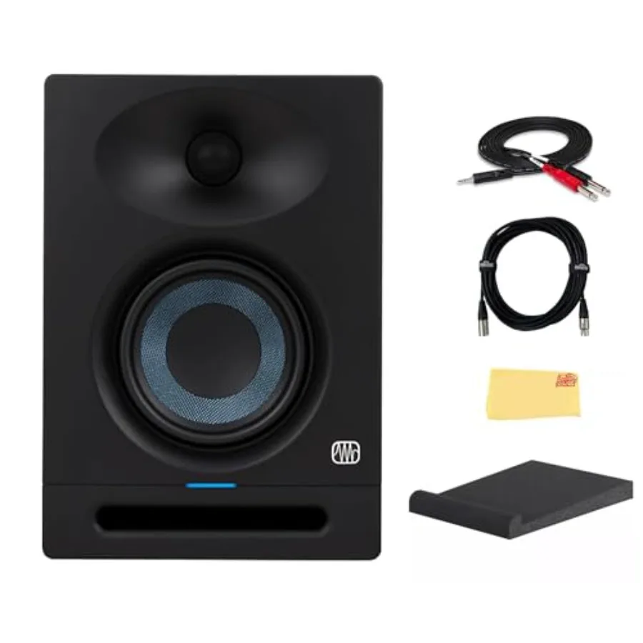

4.5-inch 2-Way Active Studio Monitors with EBM Waveguide for Music Production in Black with Stereo Breakout Cable XLR Cable and