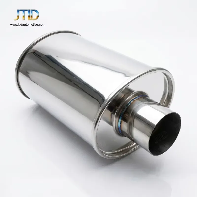 In Staock Wholesale Stainless Steel Muffler Oval Exhaust Resonator 63mm 76mm in Out Non-Welded Hem Sealed Straight Mesh Core