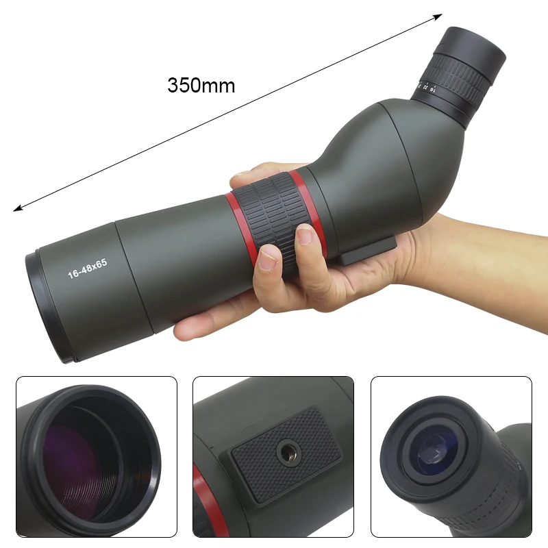 16-48x65 Zoom Spotting Scope Optical Telescope Monocular BAK4 FMC Waterproof Phone Clip Tripod Bird Watching Photography Outdoor