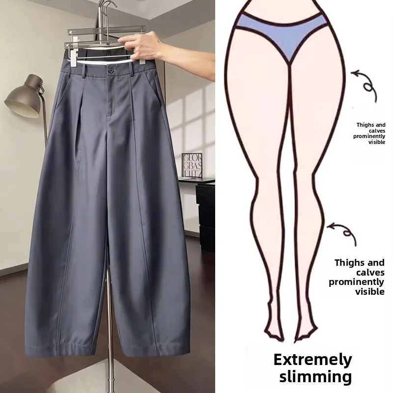 

Элегантные женские брюки с высокой талией и широкими штанинами больших размеров (до 200 фунтов), новая весенняя модель, повседневные прямые брюки, стройнящие фигуру
