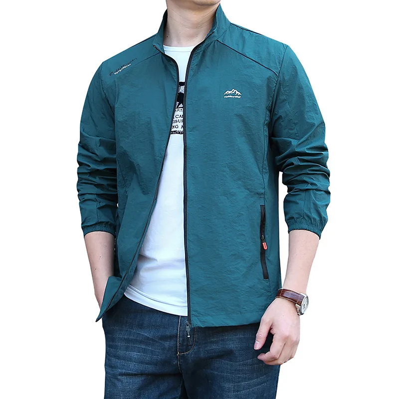 Skin Clothing Men's Summer Jacket Thin Breathable Sunscreen Clothing UV Protection Fishing Ice Silk Men's Top Jacket Tide