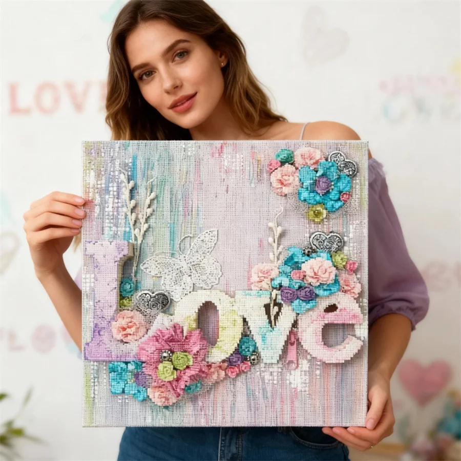 

2026 New style Butterfly Flowers Love Pre-Printed Cross Stitch Kit DIY Embroidery Full Kit Hobby Sewing Handicraft Painting