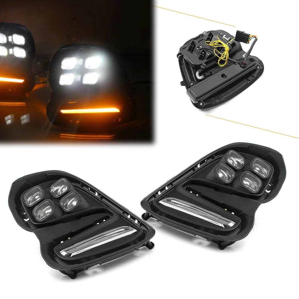 Motorcycle LED Daytime Running Light w/ Turn Signal Driving Lamp For Chevrolet Cavalier 2016 2017 1 Pair