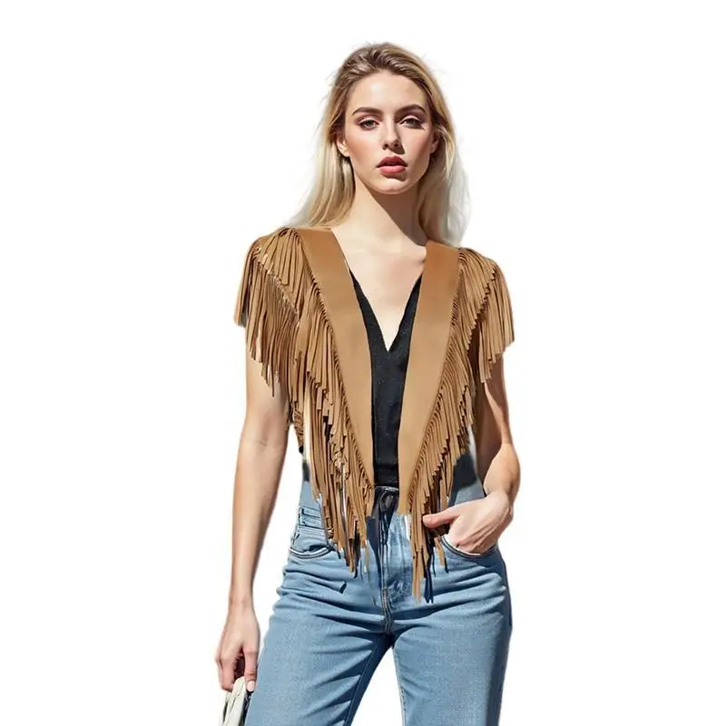 

Fringed Western Style Vest Cape Women's Fashion Accessory Regular Length Inner Wear Other Material 100% Spring Collection