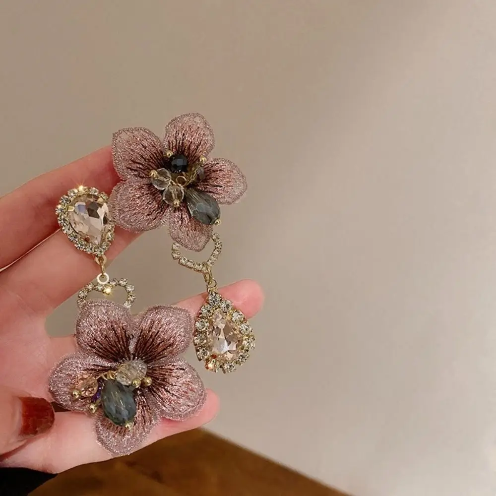 

Fashion Elegant Flower Rhinestone Earrings Exquisite Ear Jewelry Flower Drop Earrings Charm Crystal Vintage Earrings Party