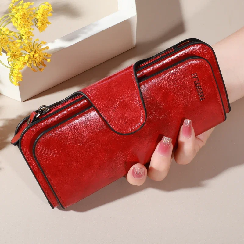 محفظة رجالية بسحاب طويل، محفظة من جلد البولي يوريثان عالي الجودة، حقيبة يد رجال الأعمال، محفظة حامل بطاقة الائتمان، للرجال #2