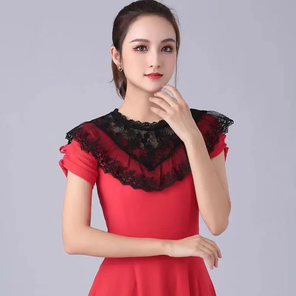 Шейный шарф, кружевной искусственный воротник, черный, белый цвет, съемный накладной воротник «сделай сам», женская накидка для женщин и девочек