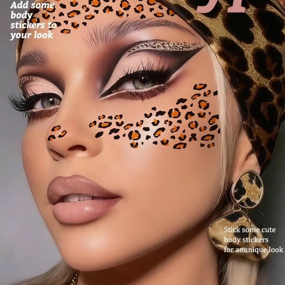 10pcs Water Transfer Leopard Print Tattoo Stickers Fake Instant Temporary Tattoo Waterproof Easy To Use Body Art Sticker Cosplay