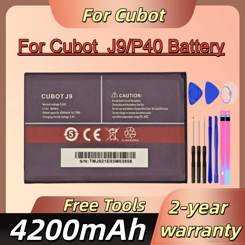 

2026 Years New Battery For Cubot J9 P40 Mobile Phone Battery High Capacity 4200mAh Replacement Batteries Bateria+Free Tools