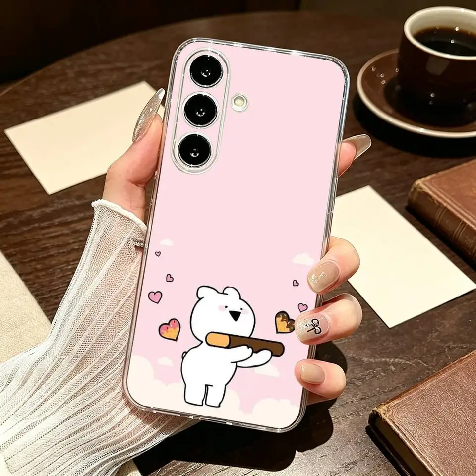 Funda transparente de silicona suave con conejo adorable para Samsung A10,12,20,21S,30,31,40,50,51,52,70,A71 5