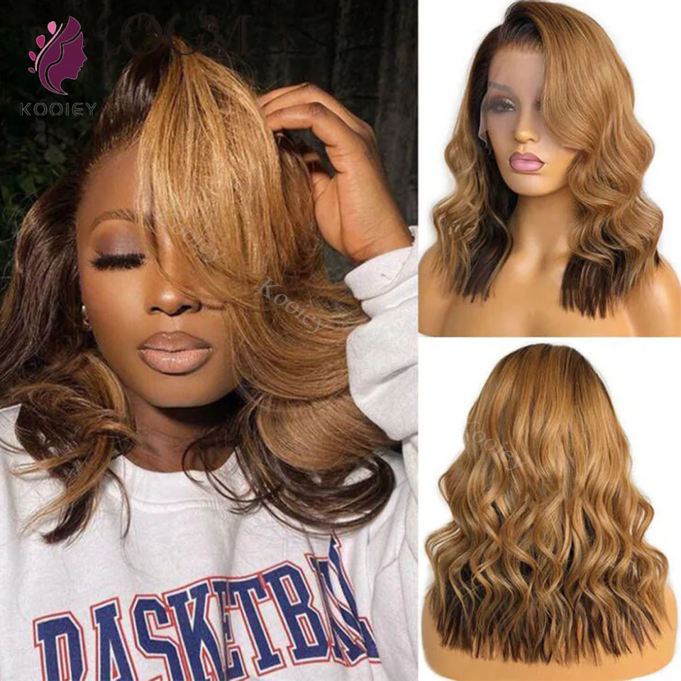 

Ombre Blonde #4 27 Human Hair Wigs Short Bob Wig For Women Brazilian Body Wave 13x4 Lace Front Wig 5x5 Silk Top Closure Wigs