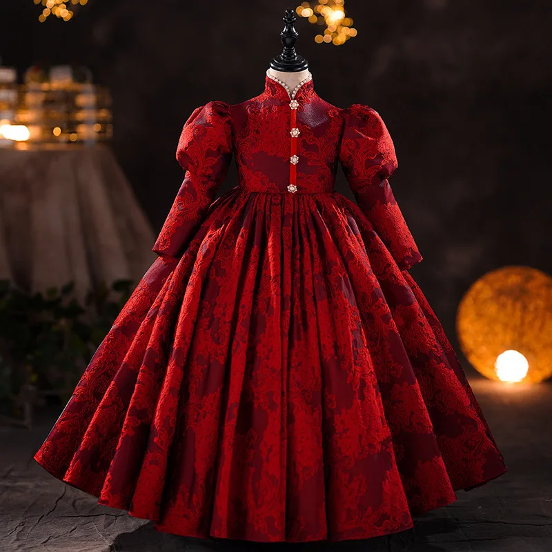 

2025 New Girls Princess Dress The Retro Palace Baby Birthday Dresses Teen Ball Gown Dress Children Wedding Clothing