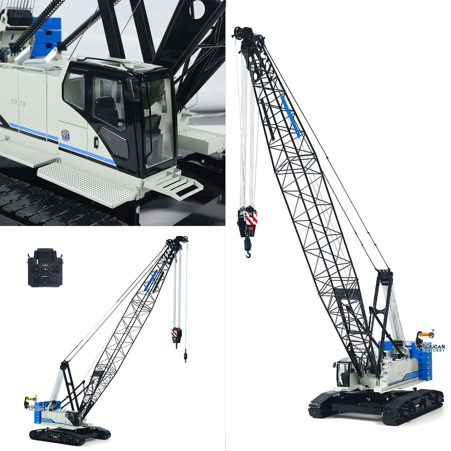 New Metal 1/14 RC Hydraulic Crawler Crane C1200 RTR Remote Control Construction Vehicle Flysky PL18 LITE Radio Brushless Motor