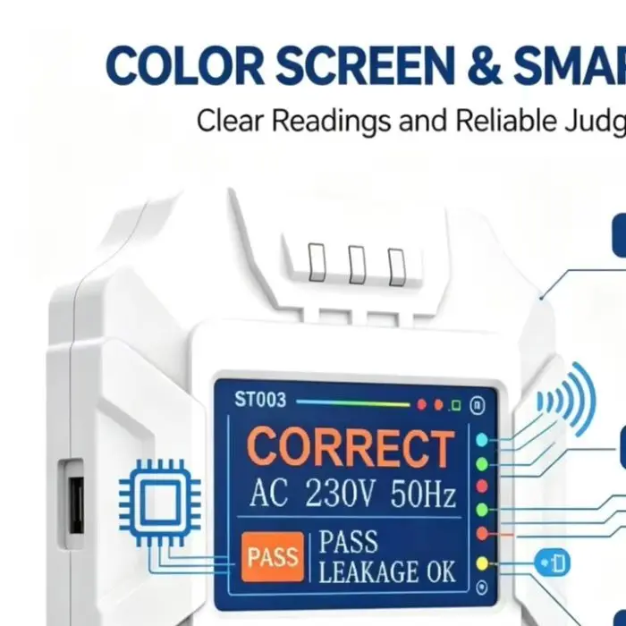 ST003 LCD Socket Tester 90-250V Voltage Detector For Neutral Earth Wire Leakage Check Electrical Safety Tool
