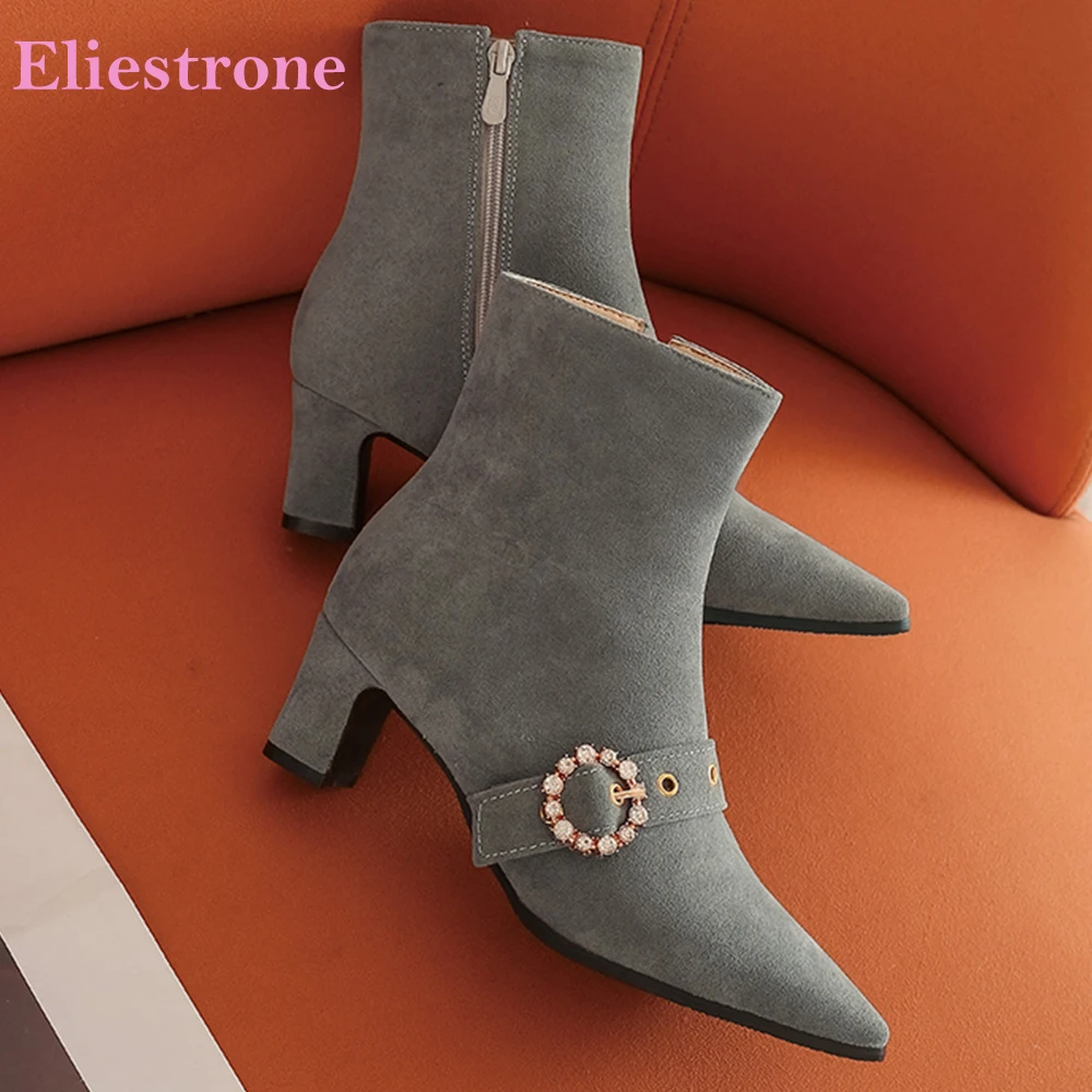 

Новые зимние серые желтые женские ботильоны для верховой езды на высоком каблуке, женские модельные туфли, большие маленькие размеры 11, 30,3, 45, 48