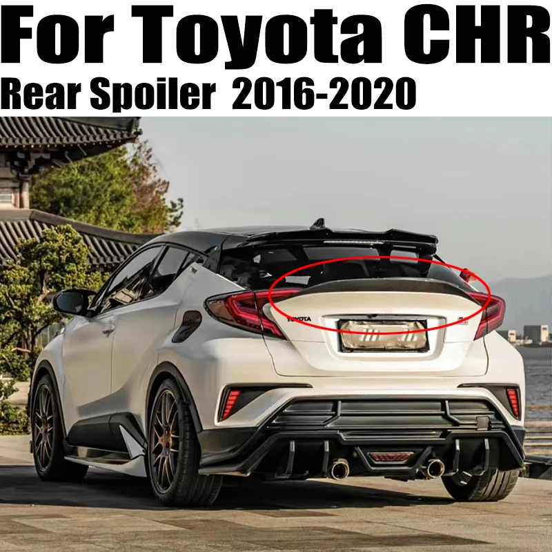 

For Toyota CHR 2016 17 18 19 20 Car Rear Trunk Lid Middle Spoiler Wing FRP Carbon Fiber Glossy Black Styling Accessories Parts