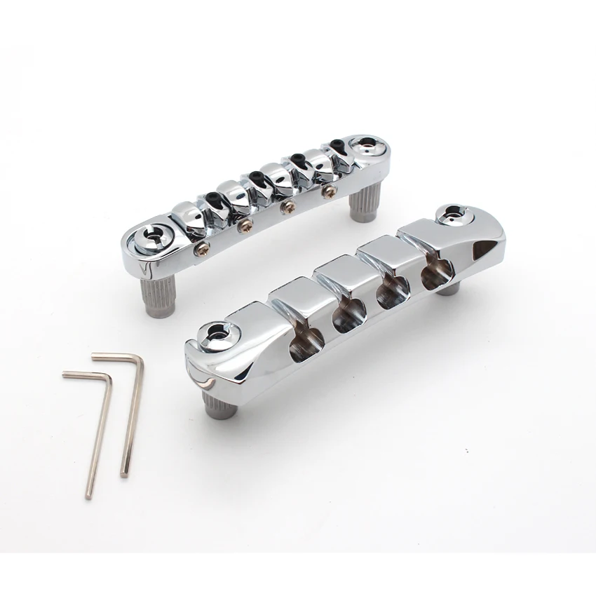 A Set Chrome 4 String Bass Tune-o-Matic Bridge & Stop Bar Tailpiece for Electric Bass Guitar