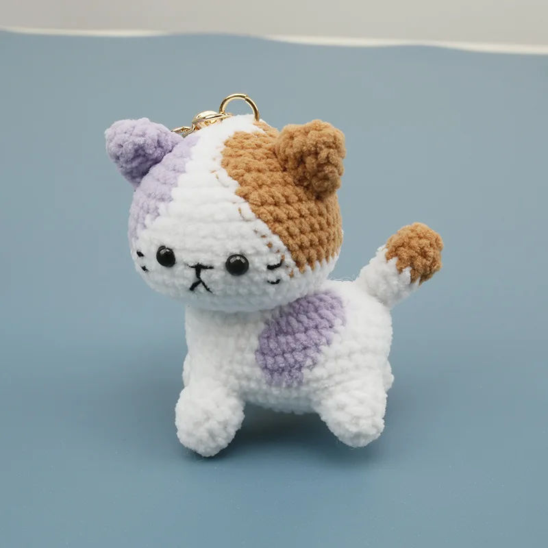 Niedlicher Gehäkelter Katzen-Anhänger Handgefertigter Gewebter Katzen-Schlüsselanhänger Gestrickter Cartoon-Tier-Rucksackanhänger Liebevolles Geschenk – Detail 5