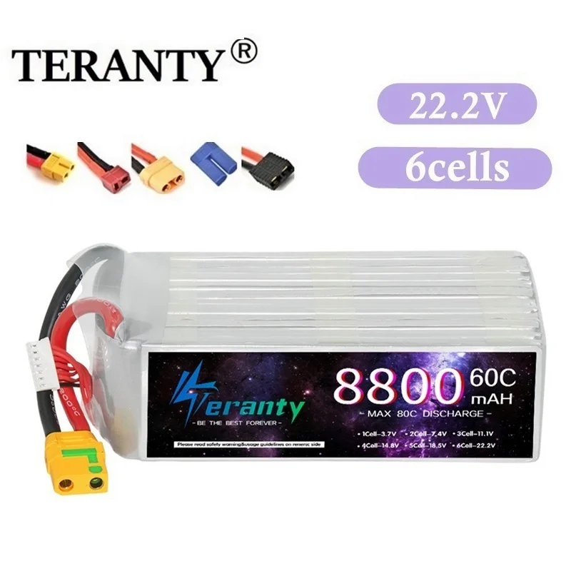 

TERANTY Lipo Батарея 8800 мАч 22,2 В 6S RC Батарея высокой емкости для радиоуправляемого автомобиля Лодка БПЛА Дрон Запасные части Перезаряжаемая батарея