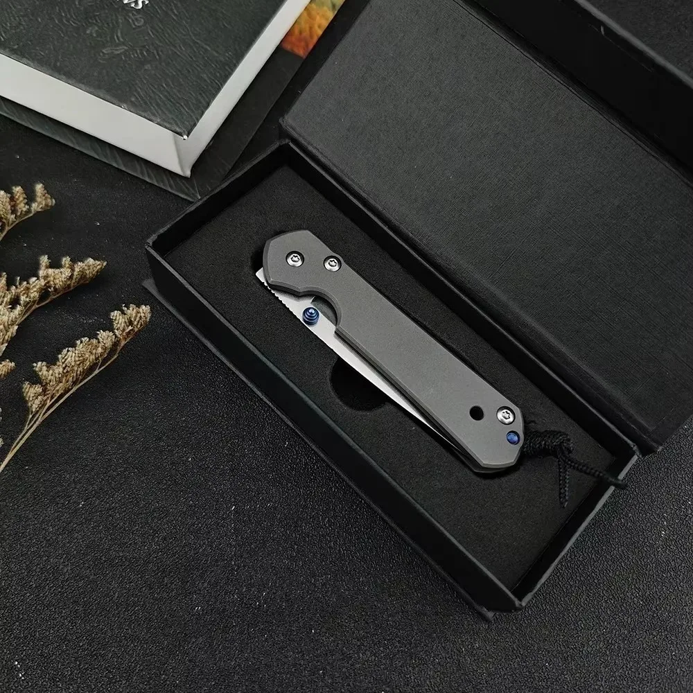 القتالية التكتيكية D2 شفرة للطي سكين جيب سبائك التيتانيوم مقبض التخييم بقاء سكاكين الجيب EDC أدوات متعددة الأغراض #6