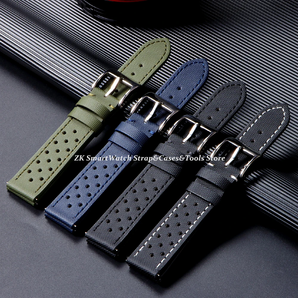 Quality Nylon Sailcloth Watch Strap 18 20mm 22mm Band Waterproof Fabric Watchband Quick Release Wristband Belt Watch Accessories