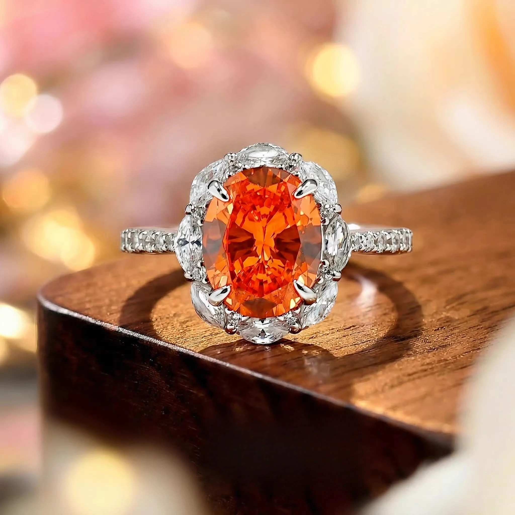 Anillo ovalado de plata S925 de 8*10 mm con diseño de Fanta naranja, conjunto de joyería de estilo europeo y americano a la moda para mujer