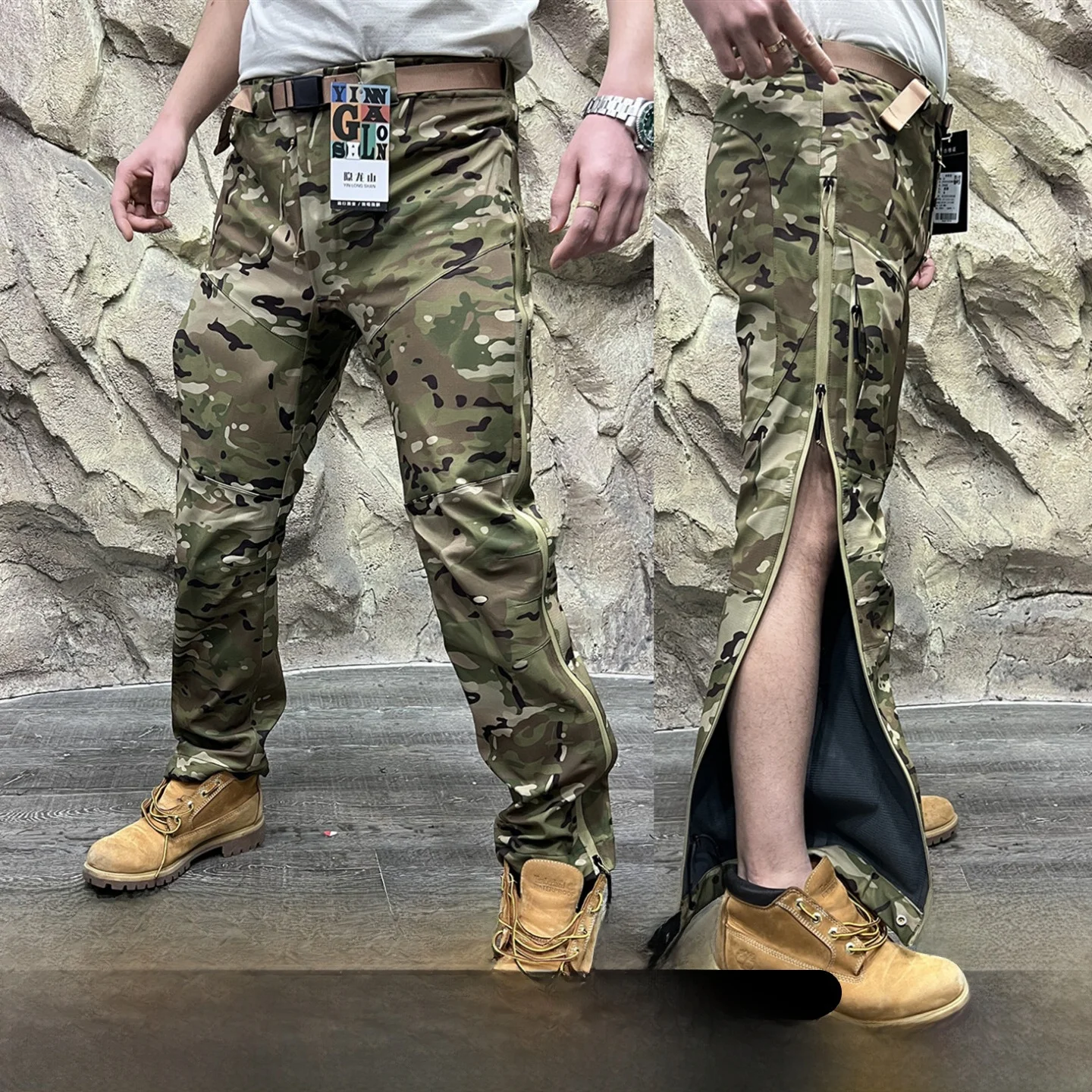 

Men's Ski Series Top Soft ell Windproof Warm Fce Corn Pattern PC Full Glue Waterproof Outdoor Sle Straight Leg Trousers