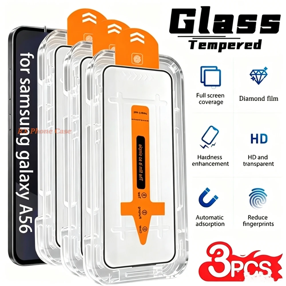 3Pcs HD Screen Protectors For Samsung S26 Ultra S26 S25 Ultra A56 S24 S25 Edge S22 S23 A55 A36 A26 A57 Dust Free Tempered Glass