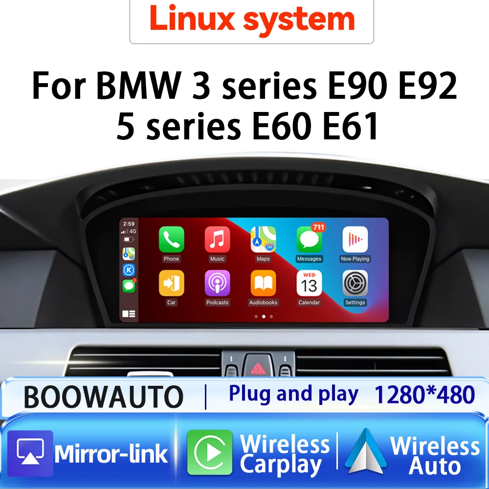 8.8' RoadTop Wireless CarPlay Android Auto para BMW Série 3 5 E90 E91 E60 E61 2005-2010 CCC CIC Rádio Multimídia Linux Player