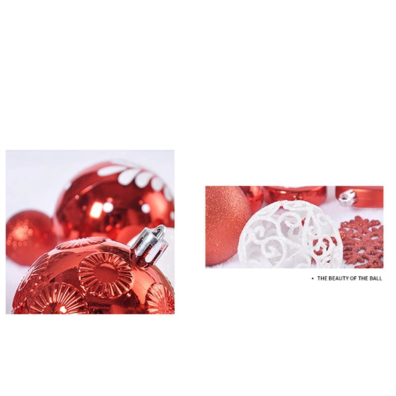 130PCS Christmas Ornament Ball Christmas Tree Electroplating Plastic Ball Painted Ornament Tree Top Star Ball