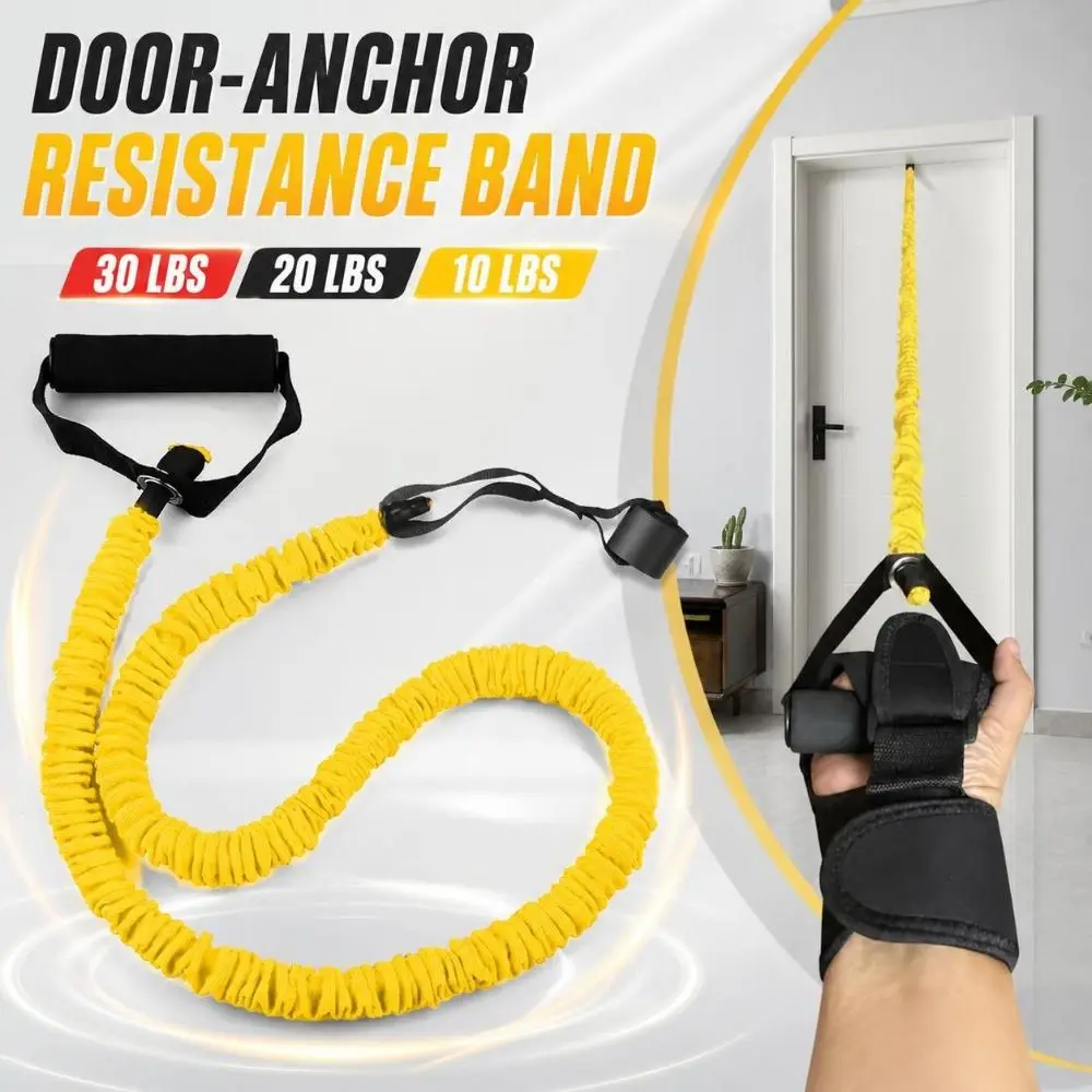 Handheld Door-Anchor Resistance Band 30 Lbs 20 Lbs 10 Lbs Elastic Resistance Exercise Band Sturdy Durable Fitness Stretch Cord