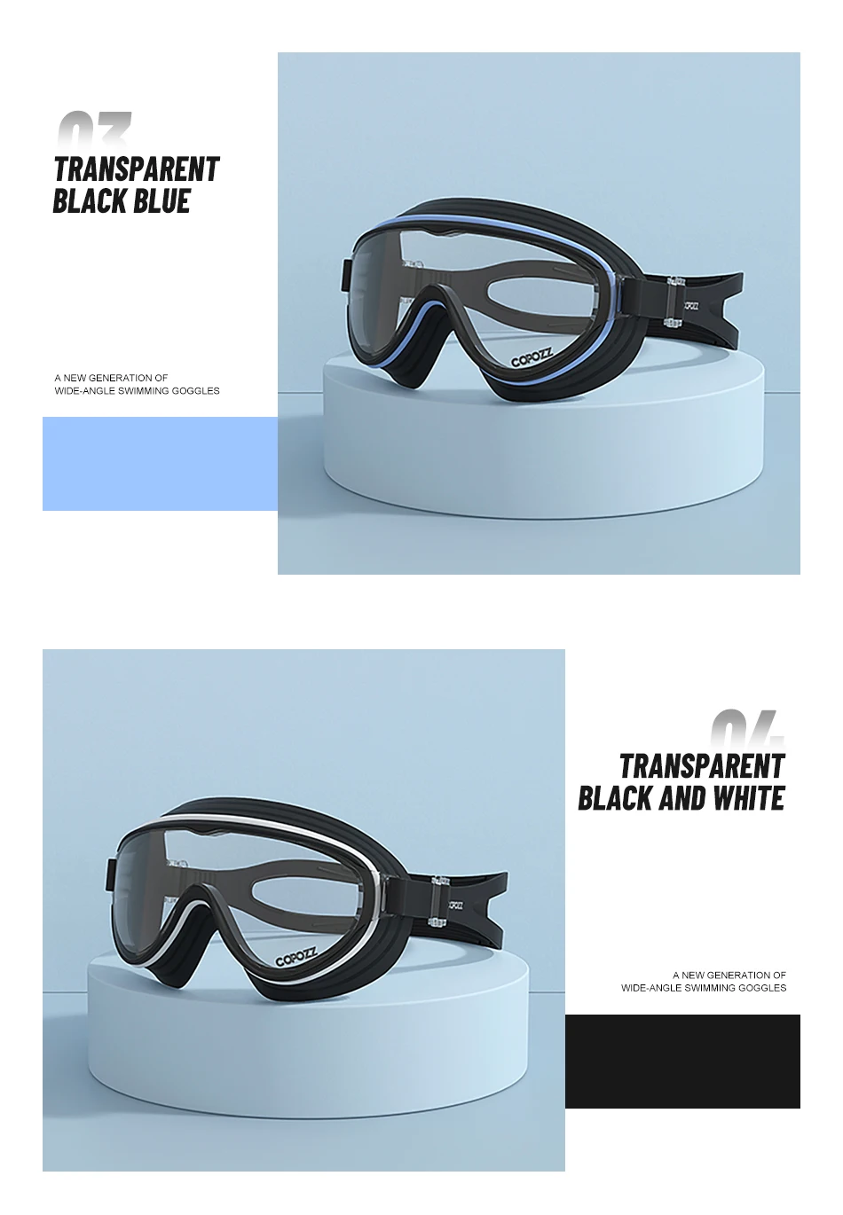 COPOZZ Neue Schwimmbrille für Erwachsene mit großem Rahmen, professionelle Beschichtung, langlebig, Anti-Beschlag-Komfortbrille, Schwimmbrille für Männer und Frauen – Detail 11