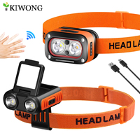 Headlamp Rechargeable White Red Warm Light Headlamp Waterproof Head Light for Forehead 4/5 Mode Motion Sensor Camping Headlamps