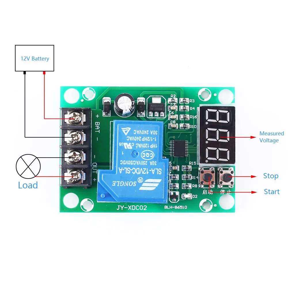 12V/24V/48V 10A/30A Lithium Battery Charge Discharge Controller Protection Board Low Voltage Cut Off Disconnect Module LED Show