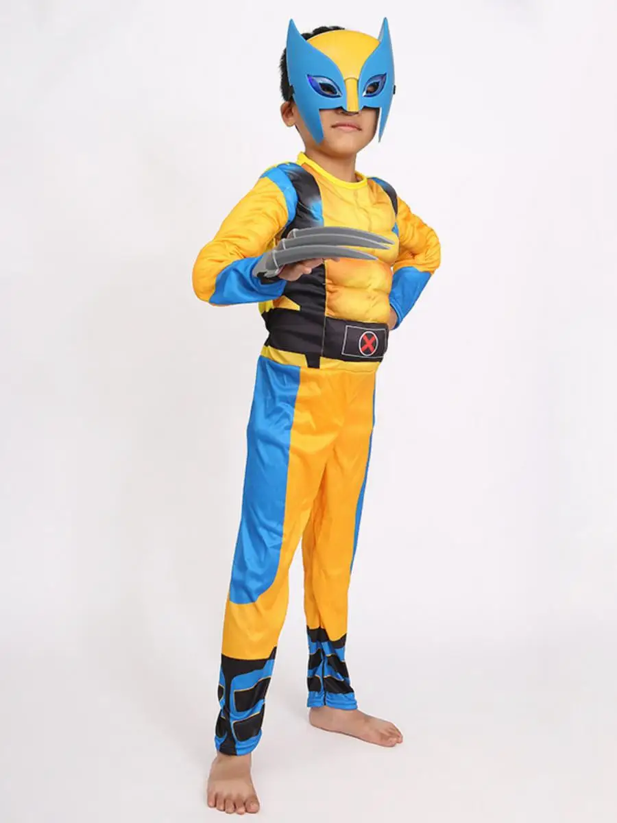 

Росомаха, комбинезон с мышцами для мужчин, костюм на Хэллоуин для взрослых, наряд для выступления на сцене, детский день, праздник, полиэстер